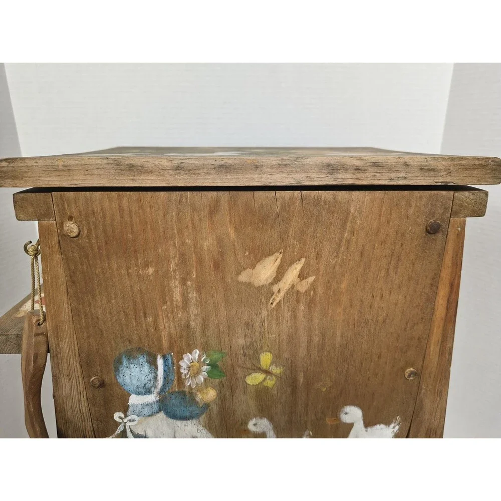 Cottage Core Hand Painted Hand Made Goose  End Table With Goose Accessories Vtg